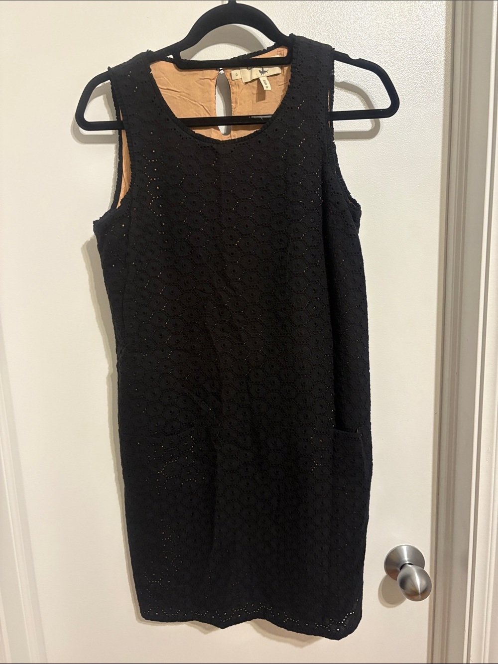Black Sleeveless Eyelet Shift Dress